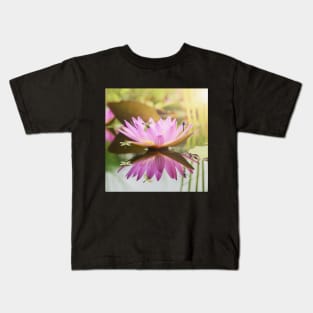 Water Lily Lotus with Dragonflies Reflection Kids T-Shirt